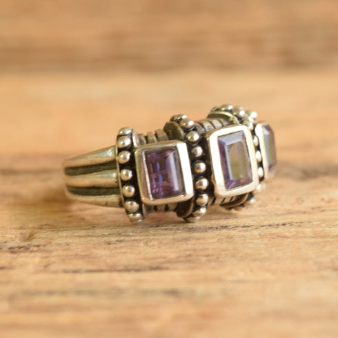 Amethyst Sterling Silver Ring - Size 9