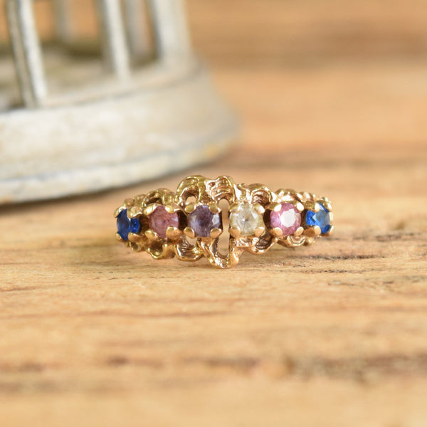 10k Gold Brutalist Multistone Ring - Size 7