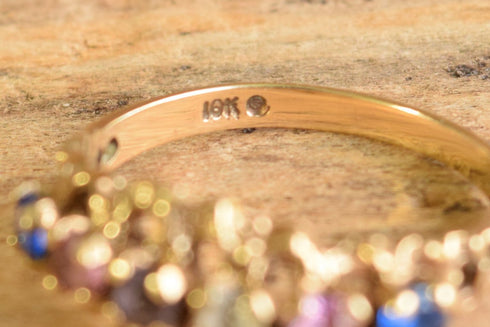 10k Gold Brutalist Multistone Ring - Size 7