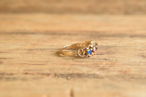 10k Gold Brutalist Multistone Ring - Size 7