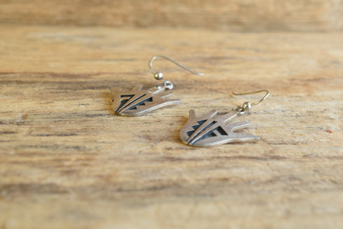Hopi Hand Shaped Overlay Dangle Earrings
