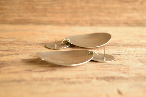 Large Oval Disc Sterling Drop Earrings