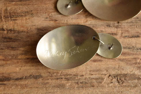 Large Oval Disc Sterling Drop Earrings