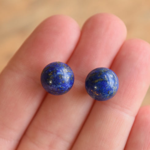Lapis Lazuli Ball Earrings