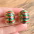 Large Striped Gold Toned Earrings