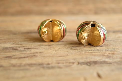 Large Striped Gold Toned Earrings