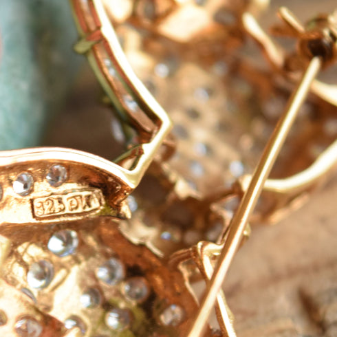 Bow Shaped Sterling Silver CZ Brooch