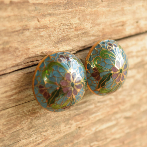 Plique-à-jour Domed Flower Earrings