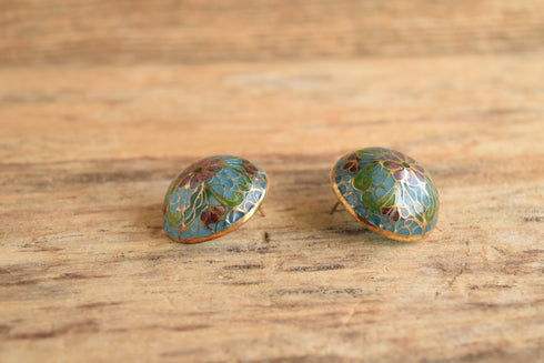 Plique-à-jour Domed Flower Earrings