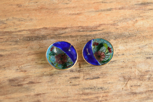 Plique-à-jour Domed Flower Earrings