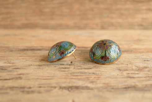Plique-à-jour Domed Flower Earrings