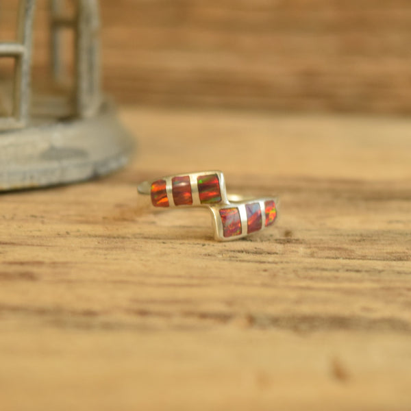 Pink Opal Inlay Ring - Size 9