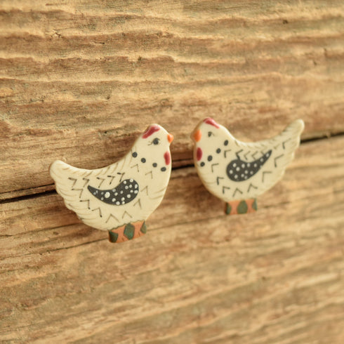 Cottagecore Chicken Earrings handmade artisan