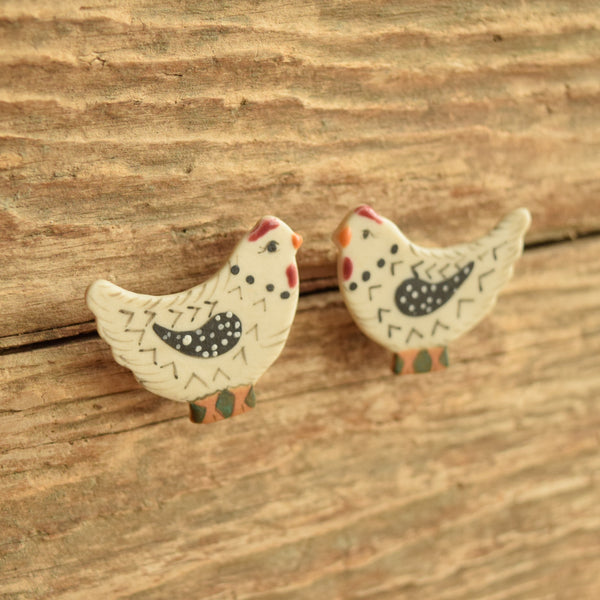 Cottagecore Chicken Earrings handmade artisan