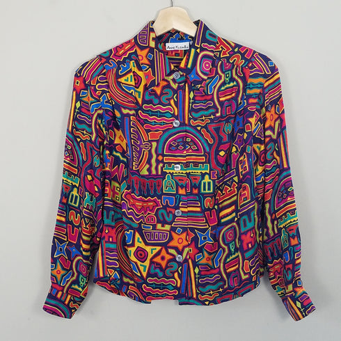 1980's silk shirt loud print