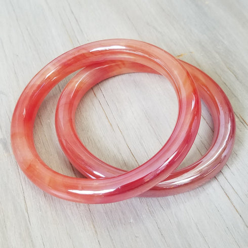 Pink Glass Bangles - Pair