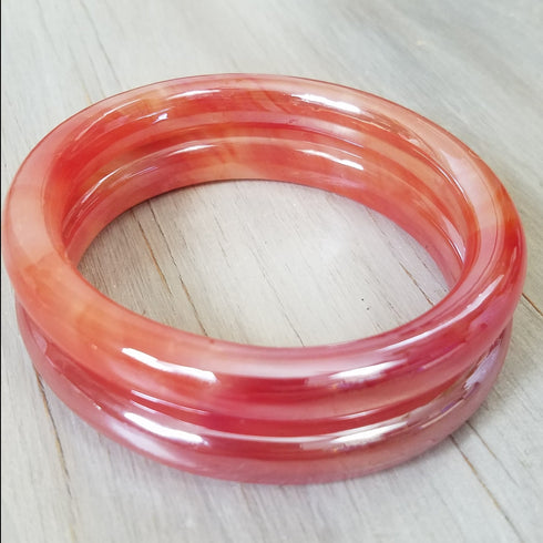 Pink Glass Bangles - Pair