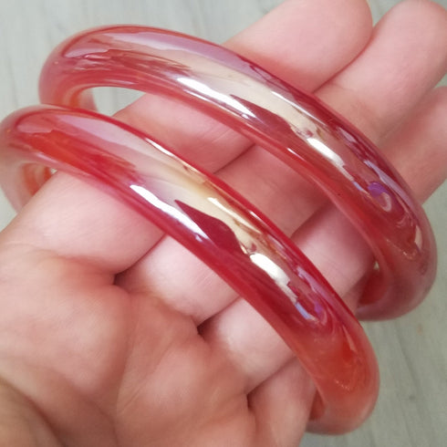 Pink Glass Bangles - Pair