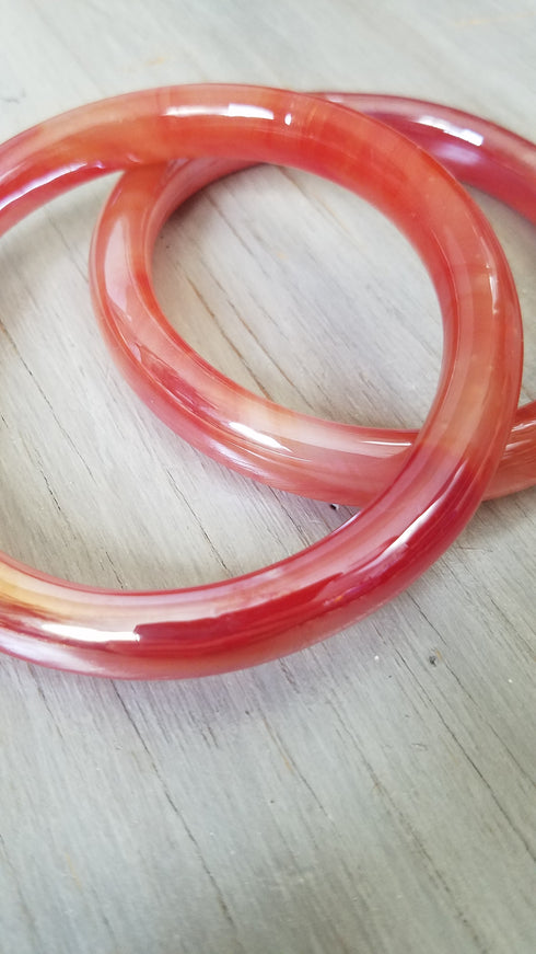 Pink Glass Bangles - Pair