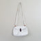 Vintage White Woven Leather Cross Body Bag with Brown Plastic Clasp