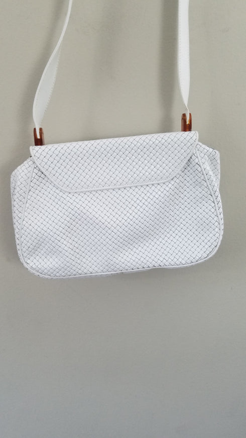White Woven Leather Purse