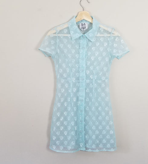 Light Blue Sheer 90's Mini Dress