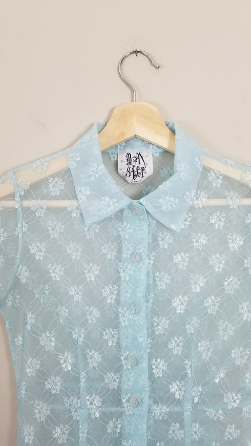 Light Blue Sheer 90's Mini Dress