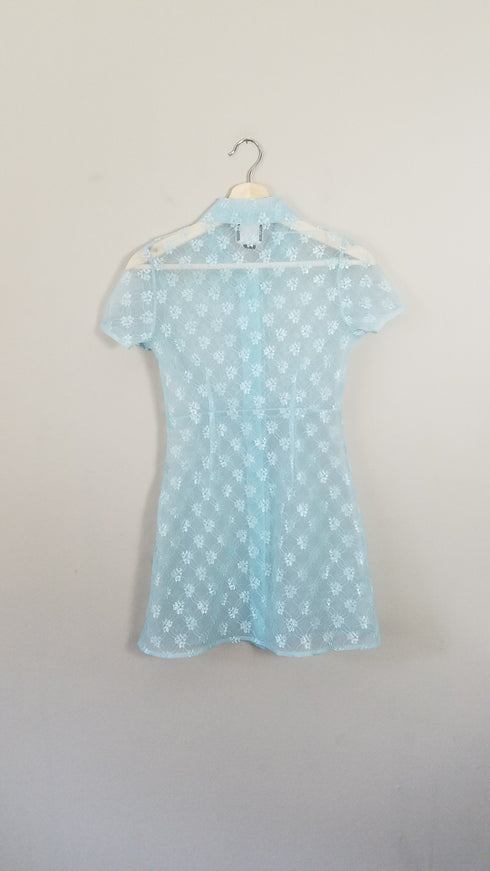 Light Blue Sheer 90's Mini Dress