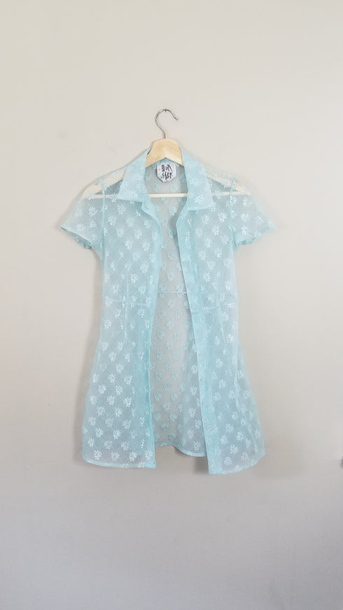 Light Blue Sheer 90's Mini Dress