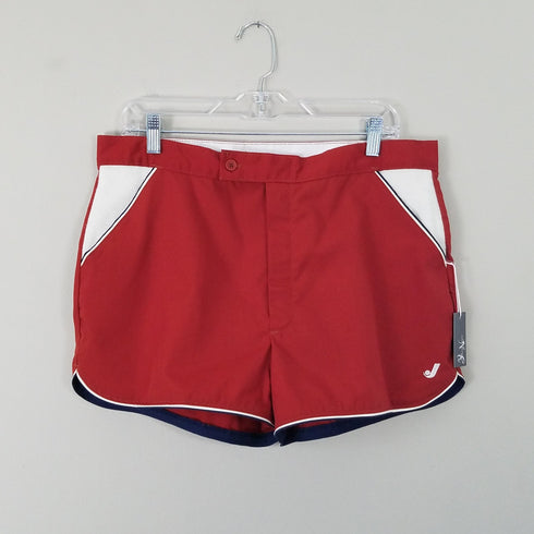 Rust red shorts with terry cotton details