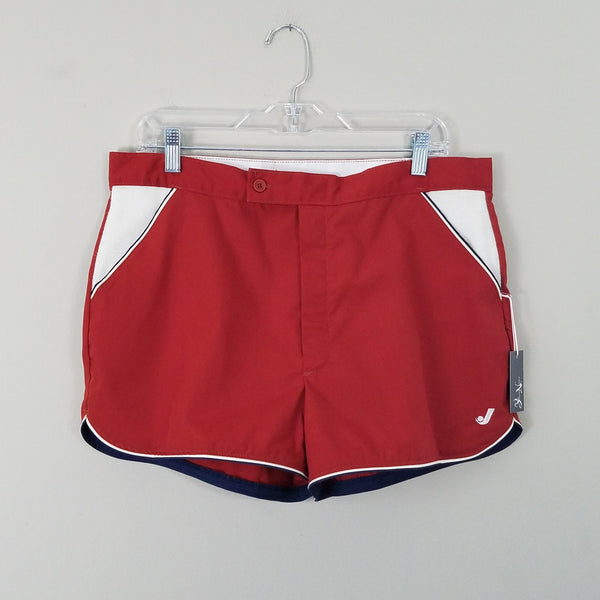 Rust red shorts with terry cotton details