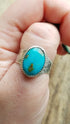 Turquoise Hammered Silver Ring - Size 9.75