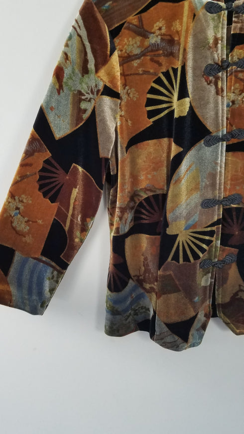 Asian Style Velvet Hand Fan Jacket