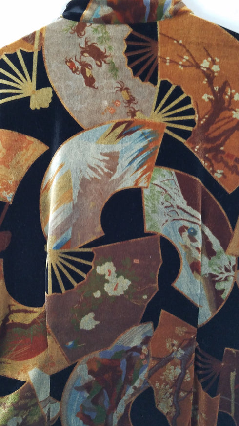 Asian Style Velvet Hand Fan Jacket
