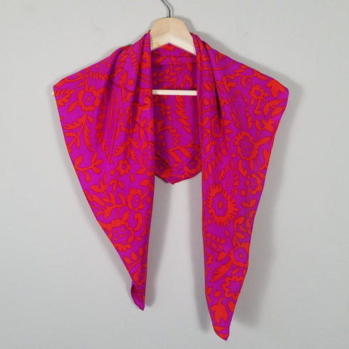 vintage fuchsia paisley square scarf