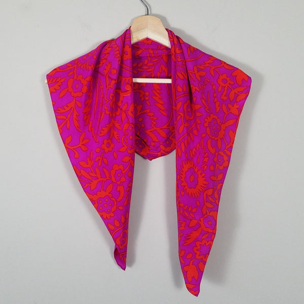vintage fuchsia paisley square scarf