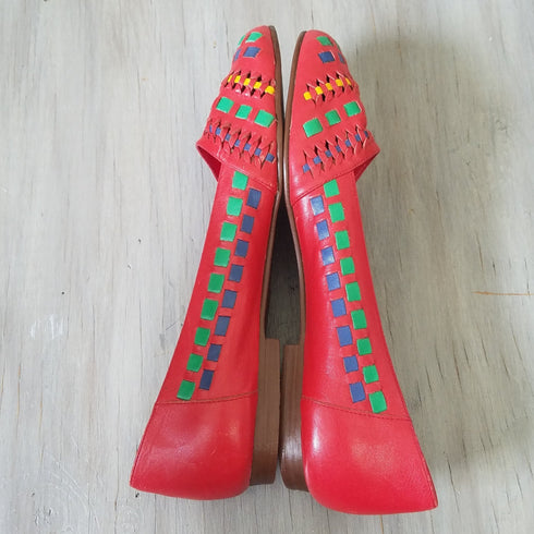 Red Leather Shoes - Size 7