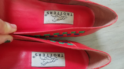 Red Leather Shoes - Size 7