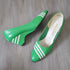 Green and White Striped Vintage Heels