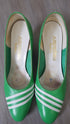 Green Striped 80's Heels - Size 7.5