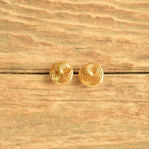 Infinity knot stud earrings gold toned