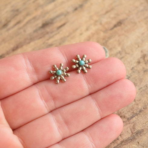 Zuni Turquoise Flower Studs