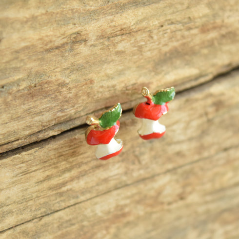 Apple core stud earrings