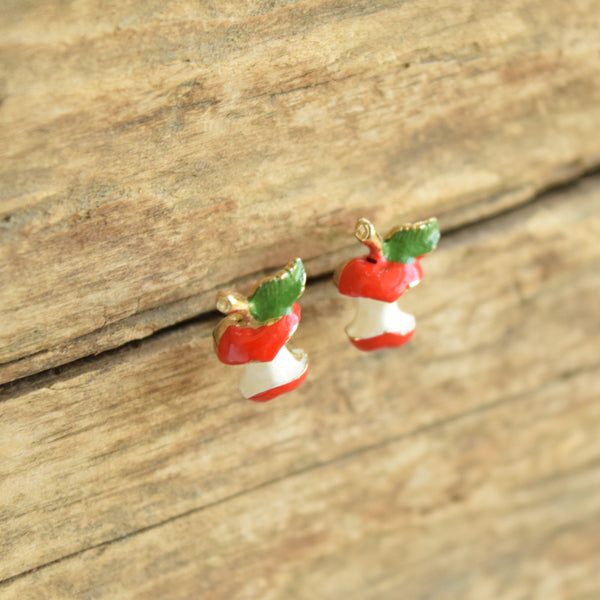 Apple core stud earrings
