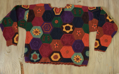 Patchwork Crochet Sweater - Small