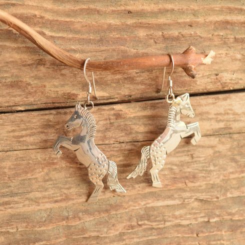 Frank Yazzie Horse Earrings Sterling Silver