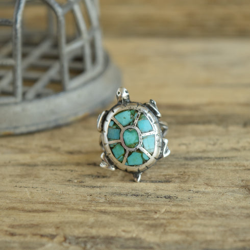 Silver turtle ring size 8