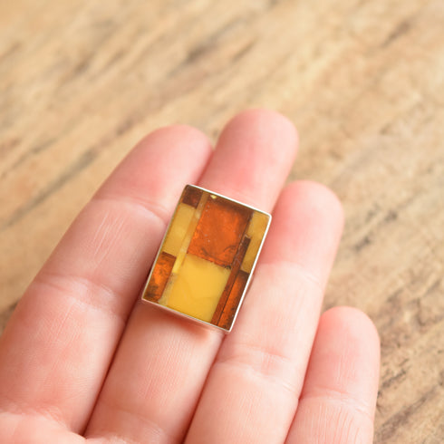 Amber Mosaic Ring - Size 6.75