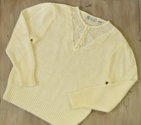 1980's cream knit sweater