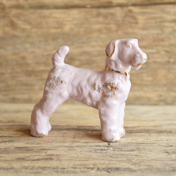 Pink and Gold Porcelain Dog Vintage